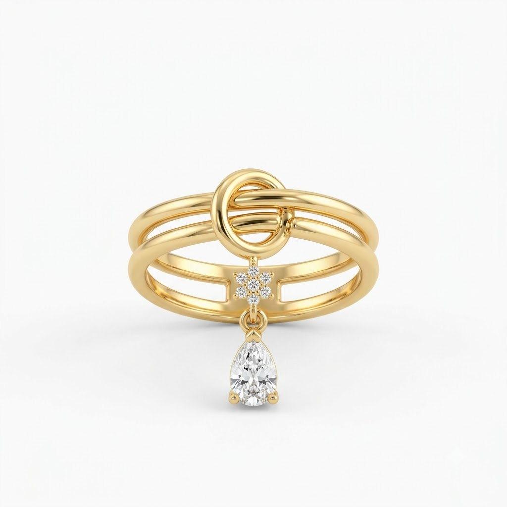 GOLDEN TEARDROP DAINTY RING [RINGS 1.1]