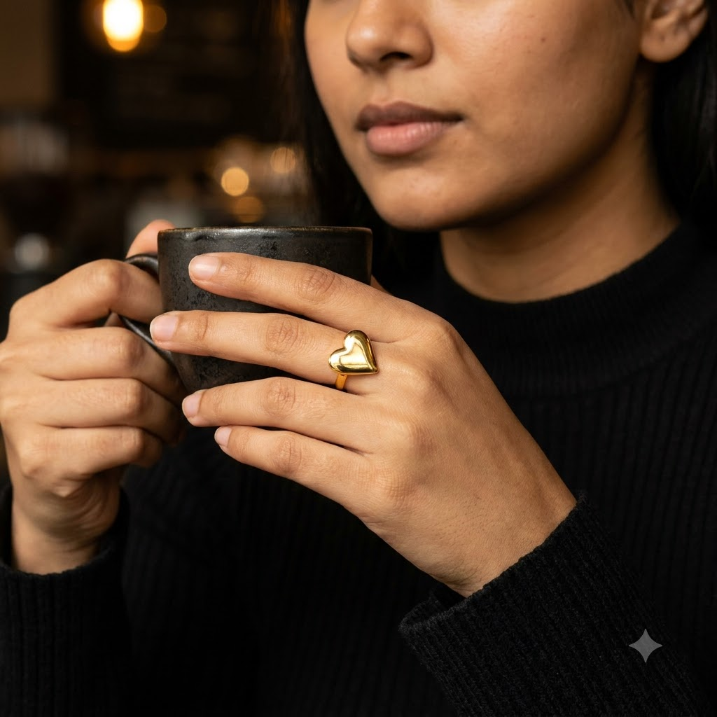 TIMELESS GOLDEN HEART RING [RINGS]