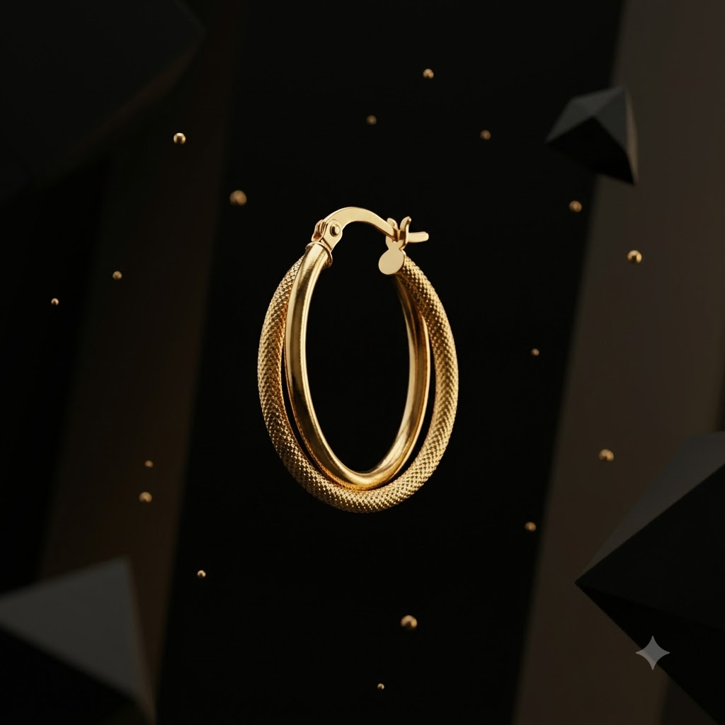 PREMIUM TEXTURED GOLD HOOP EARRINGS [EARRINGS 1,45]