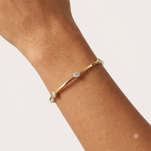 CELESTE GOLD CRYSTAL CUFF BRACELET [KADA 1.70]